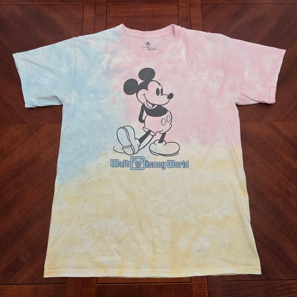 Disney T-Shirt Women Medium Pastel Mickey Mouse Walt Disney World Tie Dye Tee